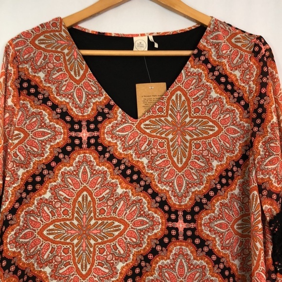 Paper Crane Anthropologie Boho Tunic Paisley Print Dress Size L - Picture 5 of 15
